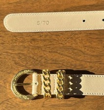paloma picasso genuine leather beige gold belt size small