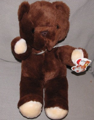 FAIRVIEW STUFFED PLUSH TEDDY BEAR CHOCOLATE BROWN CREAM BEIGE PAW BOW ...