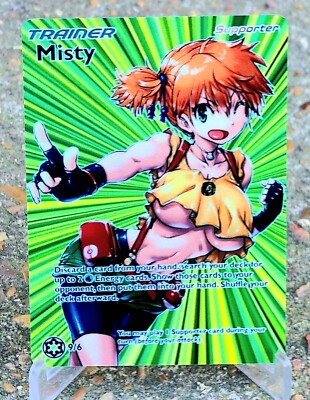 Pokemon Misty Anima Waifu Sexy Doujin ACG DIY Trainer Full Art Card Holo