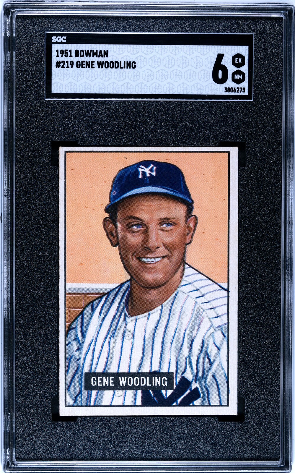 1951 Bowman GENE WOODLING Yankees #219 SGC 6 EX/NM