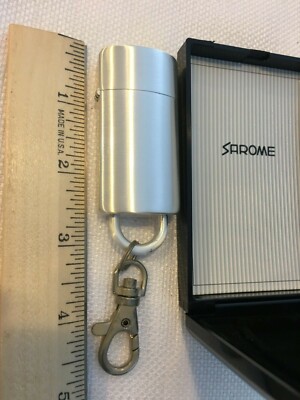 NOS Oil Sarome Cigarette Lighter Tobacciana Fuel Key Chain Clip Silvertone 3-15