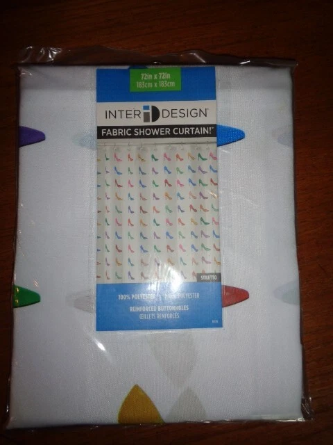 Cortina de Ducha Colorido Tacón Alto Stiletto Zapatos 72" Tela ID InterDesign NUEVO Foto 2 de 4