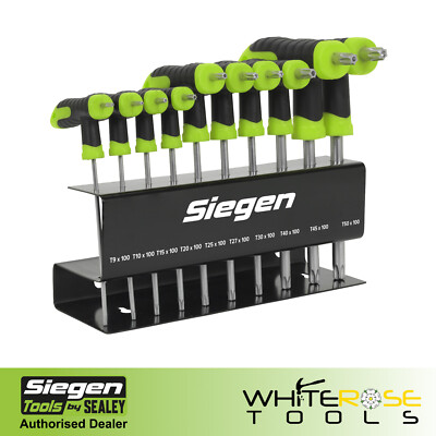 Siegen T-Griff Trx-Star Sicherheitsschlüssel Set T9-T50 im Metallständer Torx Trx 10tlg 