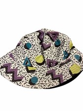 80s Theme Bucket Hat Fisherman Hat Geometric School Party SunHat Fast Ship New