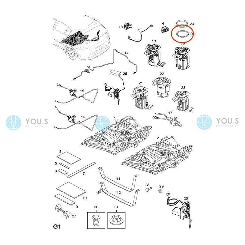Anillo obturador de reparación YOU.S junta del cisterna para Vauxhall Astra MK V (H) (A04) - Imagen 3 de 3