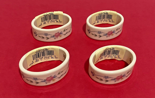 Lenox Napkin Rings Flowers Cottage Blossom Pattern Porcelain SET OF 4 New - Picture 2 of 9