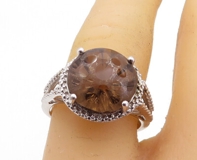 TGGC 925 Silver Smoky Topaz Shiny Split Band Dome Cocktail