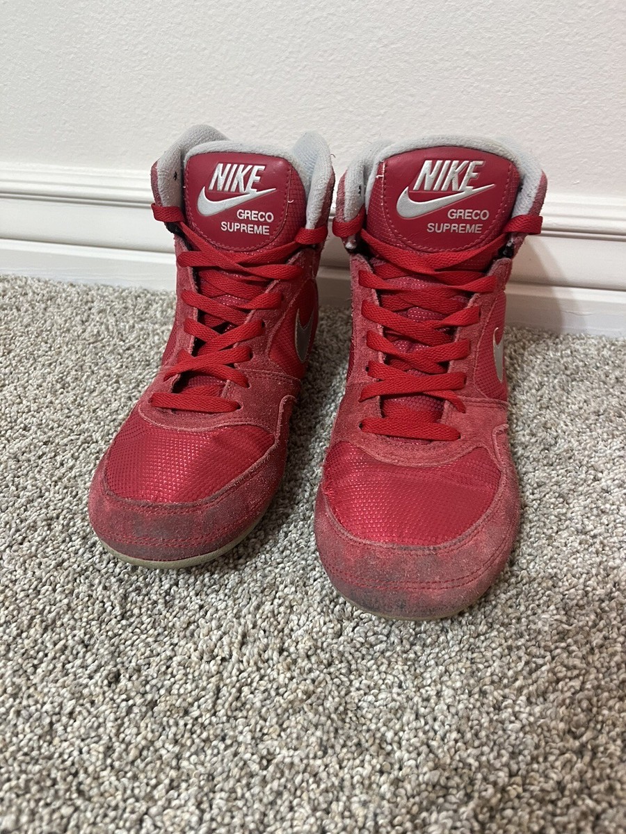 Nike Greco Supreme Wrestling Shoes Size 7 Red And Silver | eBay