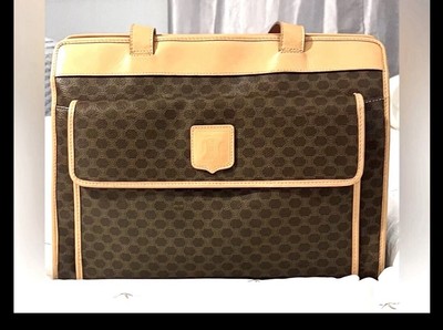 Vintage Celine Tote Handbag Triomphe Macadam Shoulder Purse Large Brown Purse