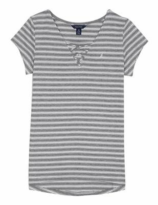 Nautica Girls' Little Stripe Top with Tie-Front Size