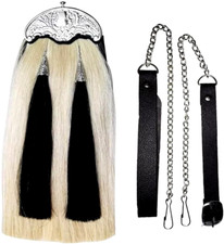 White Horse Hair Military Sporran 100 Original Bagpiper Long Kilt Sporran