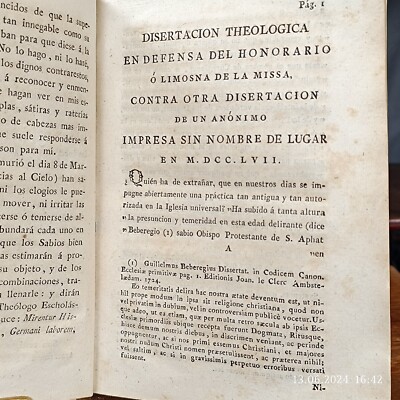 1797, Spanish old book, José de San Pedro de Alcántara Castro.