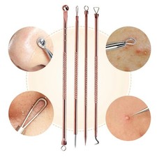 4Pcs Blackhead Pimple Comedone Spot Acne Extractor Remover Kit Popper Tools UK