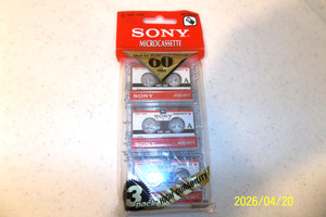 Sony Microcassette MC-60 3 Pack 3MC-60B 60 Minutes Blank Tapes 