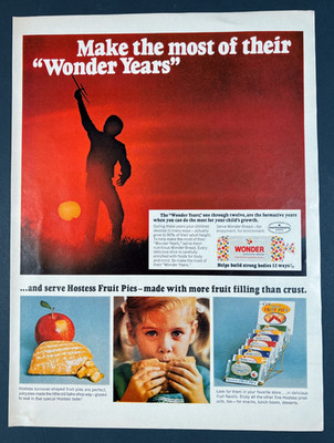 1968 Wonder Bread Hostess Fruit Pies Make Most of Their Wonder Years Print Ad