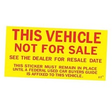 Car Dealer This Vehicle Not For Sale Stickers