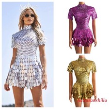 Sequin Dress Nightclub Bar Women Singer Performance Costumes DJ Stage Miniskirt