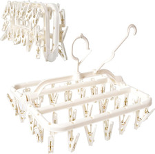 Foldable Clothes Drying Rack with 32 Drying Clips Wind-Proof Hook Underwear Hang