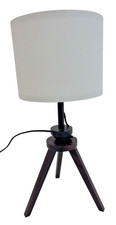 Habitat Tripod Table Lamp Dark Wood Base White Fabric Drum Shade 22.5 - B13T O72