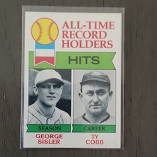 Topps 1979 All-Time Record Holders Hits George Sisler Ty Cobb #411