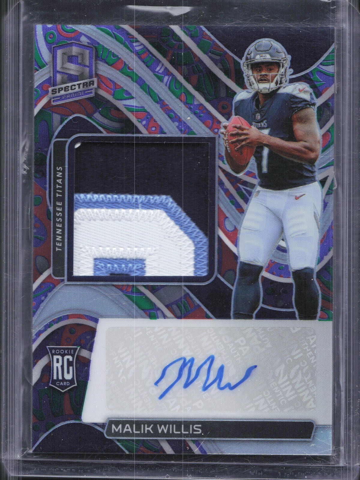 2022 Panini Spectra Malik Willis #225 Rookie Patch Auto RPA Psychedelic /5