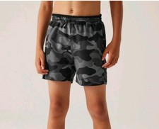 Regatta Kids' Skander III Swim Shorts Grey Black Camo 5/6 Years BNWT