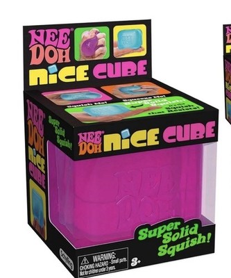 Nee Doh Nice Cube Super Solid Squish Pink Tactile Squeeze Toy