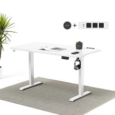 Höhenverstellbarer Schreibtisch Stehpult Steckdosen USB Kabelloses Laden 140x70
