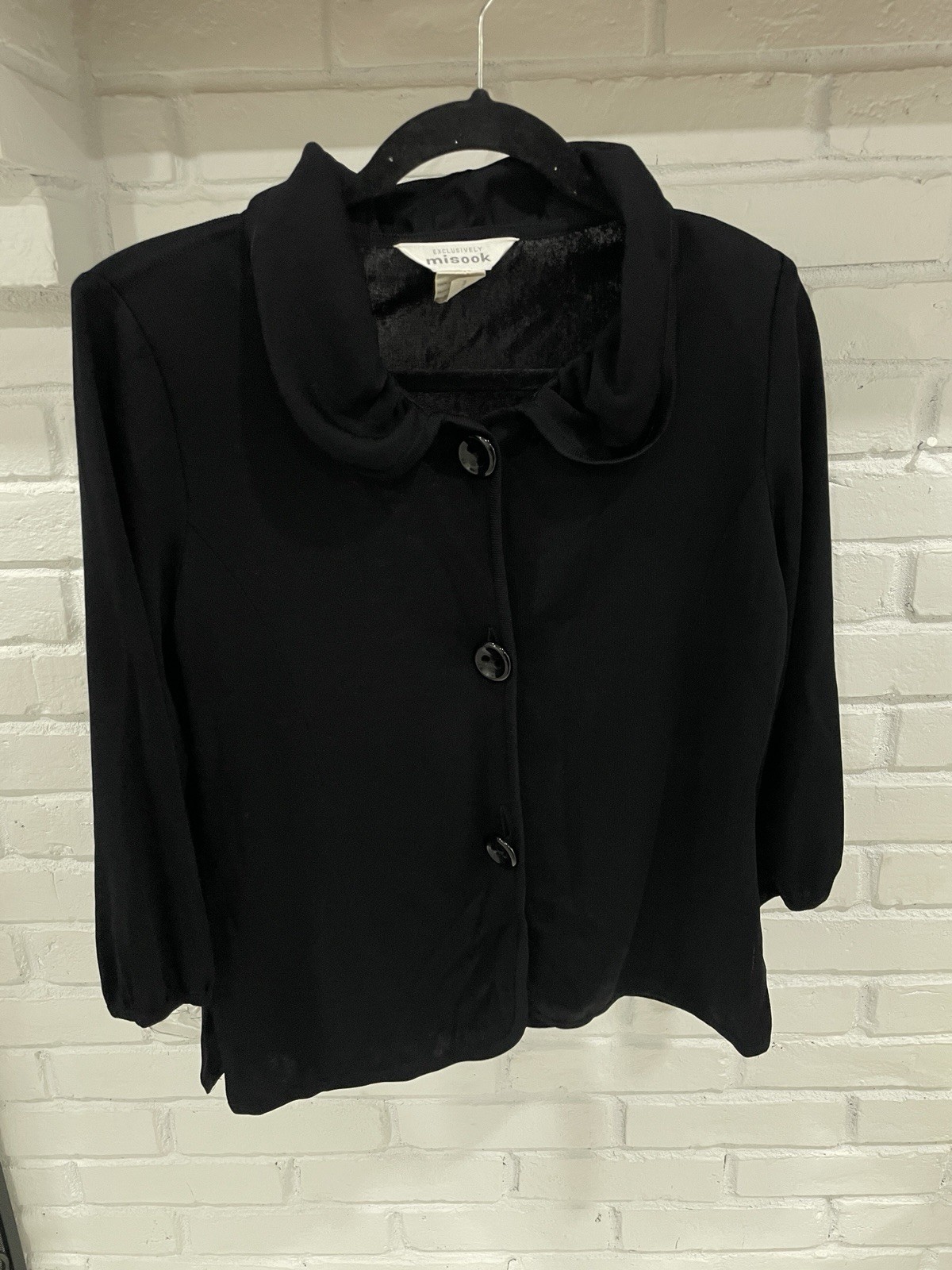 Exlusively Misook Black Solid Big Button Knit Jac… - image 1