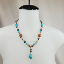 Beaded Fashion Jewelry Necklace Acrylic Faux Stones Southwestern Bohemian