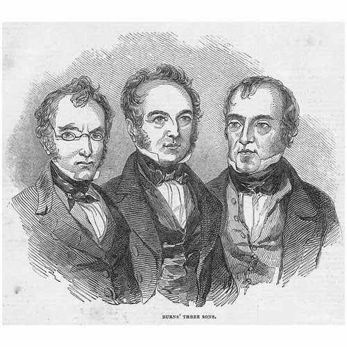 ROBERT BURNS Three Sons -Antique Print 1844