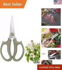 Precision Flower Scissors - Ambidextrous, Easy-Clean Floral Pruner in Grey Green