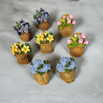 Charter Club Wild Flowers Resin Napkin Rings Set of 8 Pansy Lilac Tulip Lily