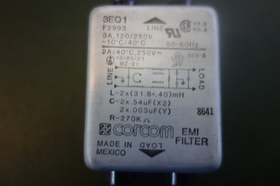 Corcom 3EQ1 3 Amp EMI Filter 120v/250V 1/4 Inch Tab Terminals
