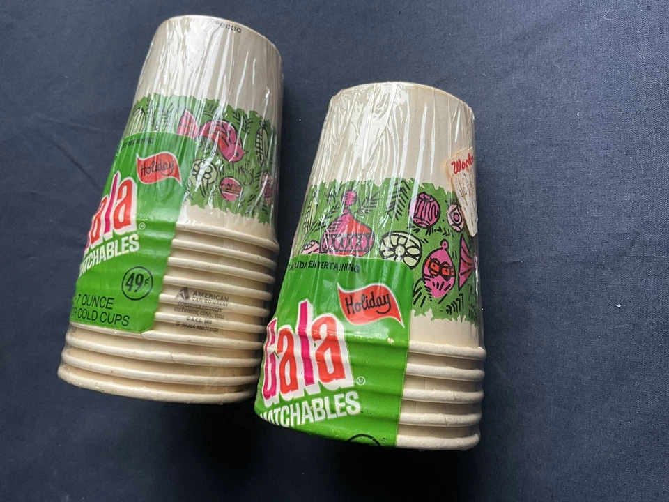 Tazas de gala vintage de vacaciones de Navidad Dixie años 70 NOS 15 tazas Foto 3 de 4