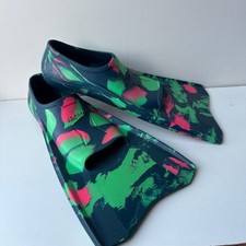 Speedo Swim Fins Training Flippers Pink Green Marble Size 4-5 Women 3-4 Youth