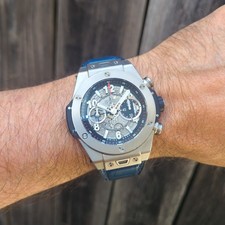 Hublot Big Bang Unico 45 Skeleton dial upgraded blue gator strap 411.NM.1170.RX 12