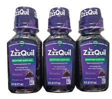 Vicks ZzzQuil Nighttime Sleep Aid Liquid 6 Fluid Ounce Each, 3 Bottles 11312204
