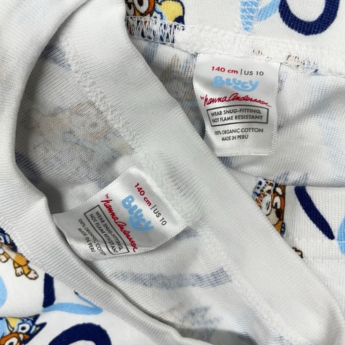 Hanna Andersson 140 Size 10 Bluey Heart Pattern Long John Pajama Organic Cotton - Picture 8 of 10