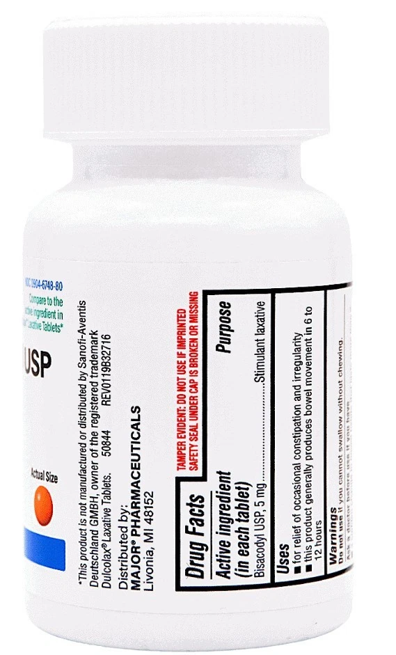 Major Bisacodyl 5 mg Laxante - 1000 Comprimidos | Dulcolax (11-2027) - Paquete de 6 Foto 4 de 4