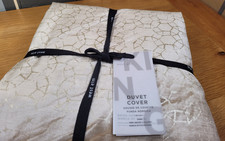 West Elm Luster Velvet Fading Metallic Trellis King Duvet Cover Cream RRP£149