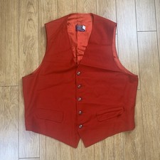 Vintage Pendleton Vest Mens 44 Red Virgin Wool Waistcoat USA Made 60s READ