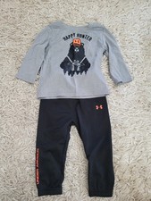 Boys 18M Under Armour Set Long Sleeve Shirt And Pants Black/Orange