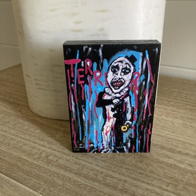 #ad Terrifier By Artist RAC Goofyart eBay 5x3 Wood Block Hand Drawn As Pictured $13.00