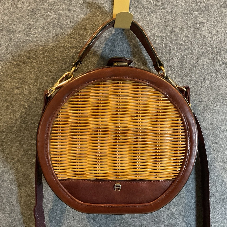 Etienne Aigner Vintage Woven Wicker and Leather Shoulder Bag - Image 3 of 4