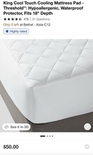 Threshold Cool Touch King mattress Pad NEW Waterproof Hypoallergenic