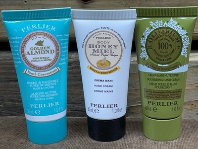 Lot of 3 Perlier 1oz each Hand Creams Golden Almond Honey Creme Burlee Olivarium