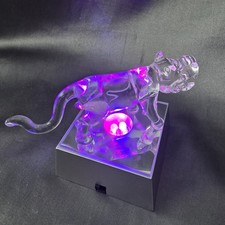 Vtg Happy New Year Clear Acrylic Tiger Figurine Lighted Base Change Color