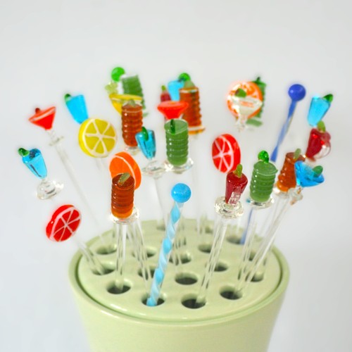 Glass Cocktail Swizzlers Stir Sticks Barware Set of 28