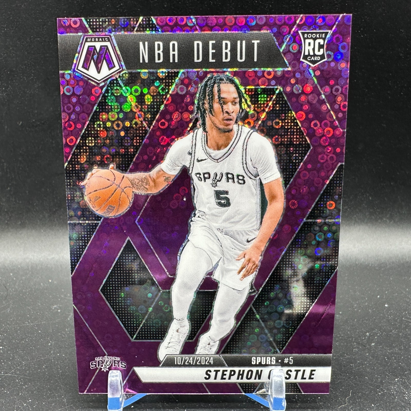 Stephon Castle PURPLE DISCO /50 NBA DEBUT 2024-25 Panini Mosaic Fast Break Spurs